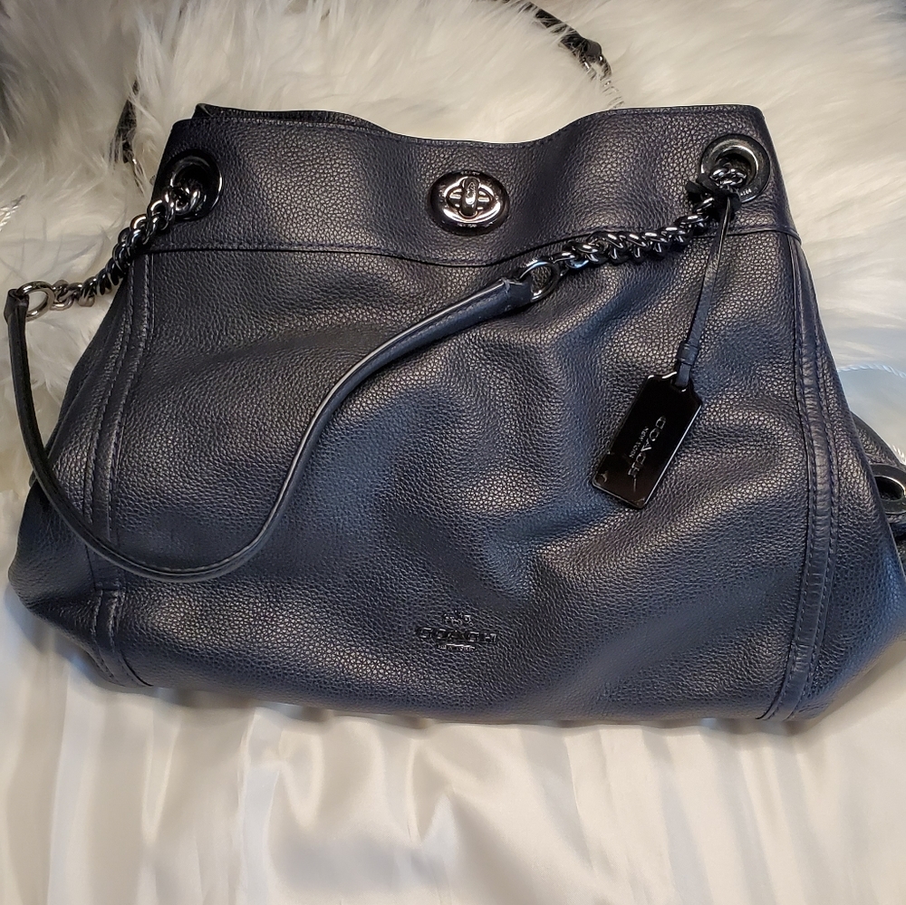 Coach Pebble Leather Turnlock Edie Shoulder Bag
